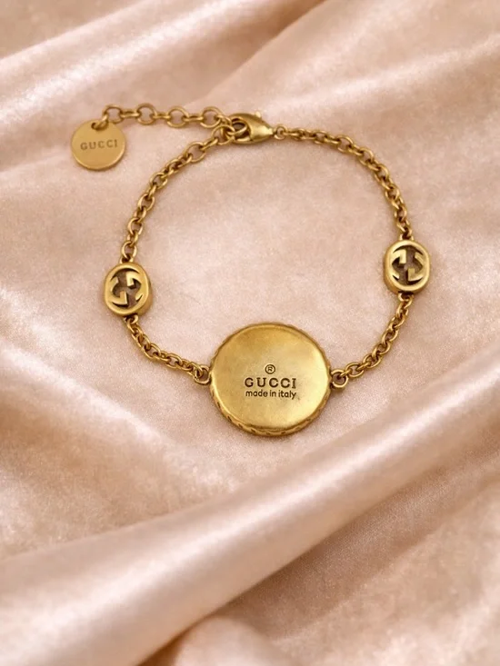 Gucci Gold and Black GG Rope-Edge Chain Bracelet - Picture 4 of 8